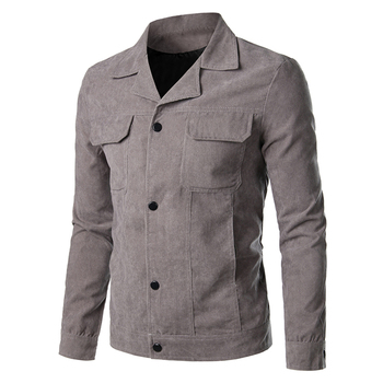 2019 Autumn Winter Men Trench Coat Slim Fitness Casual Jackets Solid Turn-down Collar Single Breast Pockets Parka Male